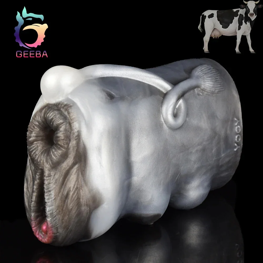 Cow Pocket Pussy Male Masturbator - Realistic Dual Penis Toy - Image 7