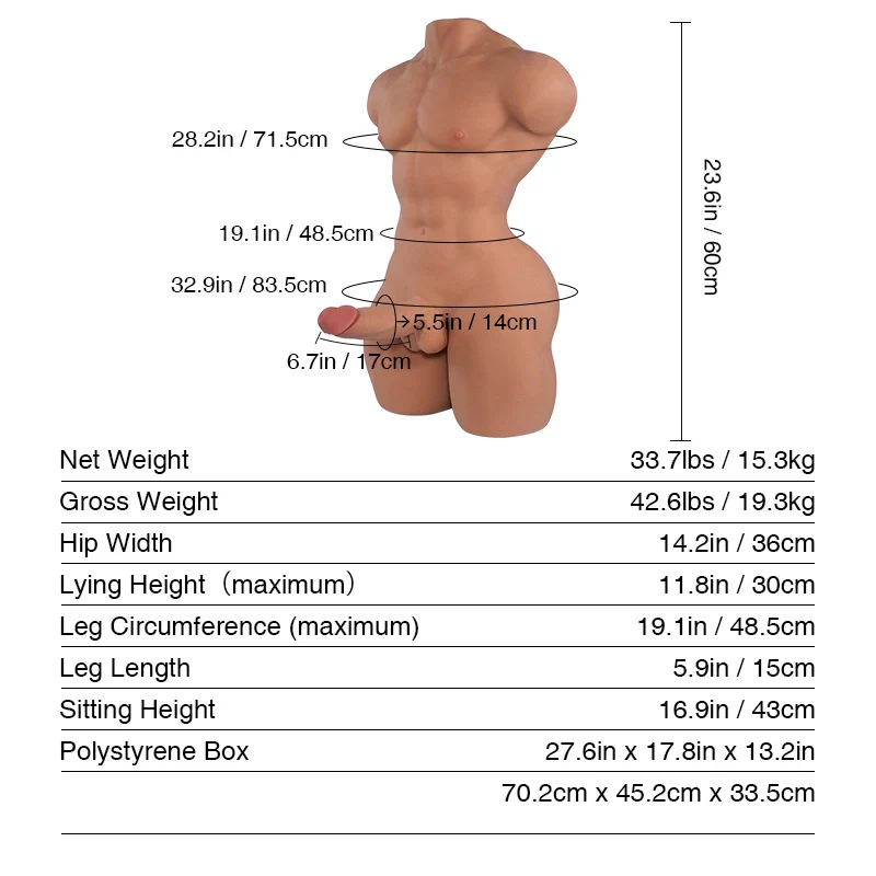 Tantaly Mark: 33.7LB Male Realistic Sex Doll Torso with Big Dick - Image 4